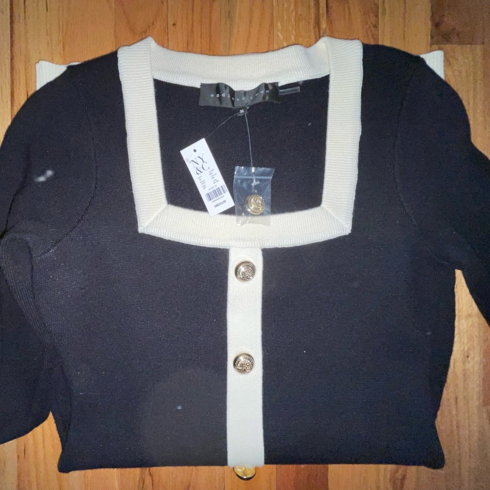 NY&CO Black/White Bodycon Mini Sweater Dress, WM, Never Worn, With Tags